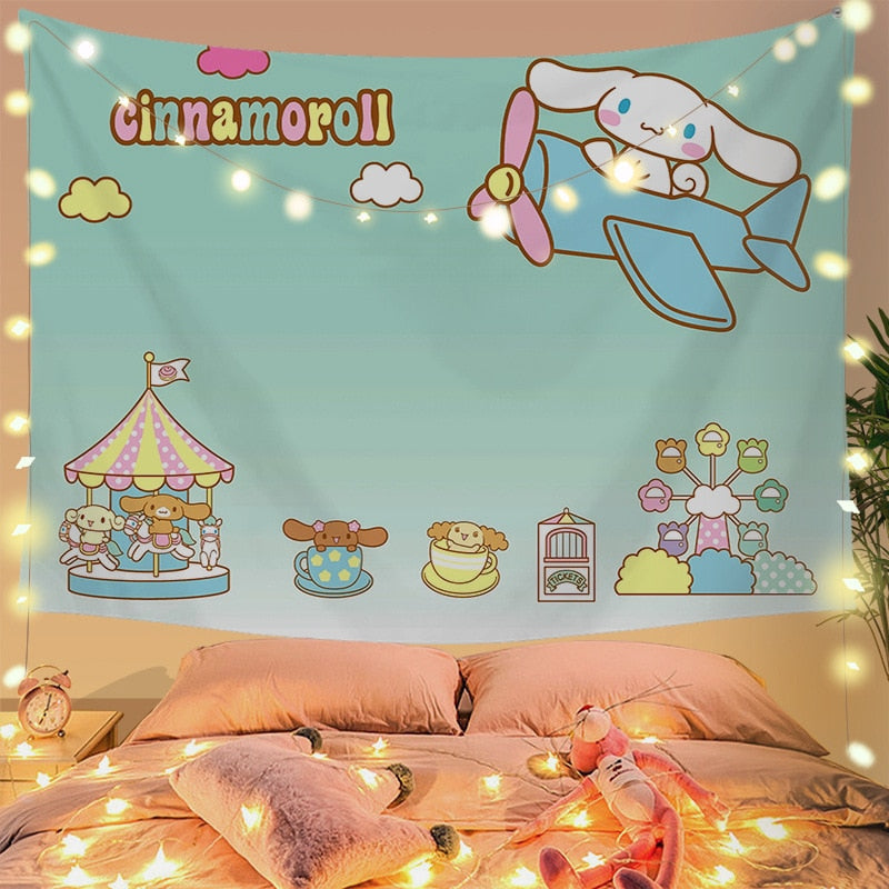 Cinna wall tapestry - cinnamoroll - home decor - kawaii - kuromi - my melody