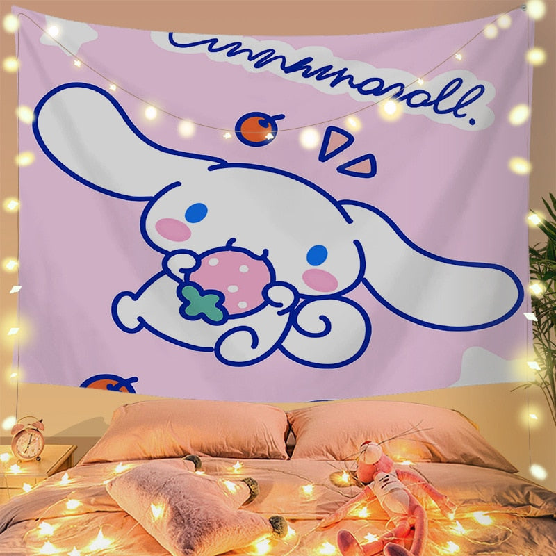 Cinna wall tapestry - cinnamoroll - home decor - kawaii - kuromi - my melody