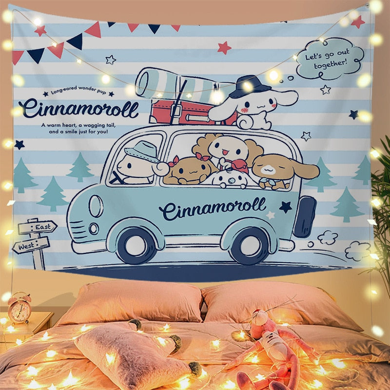 Cinna wall tapestry - cinnamoroll - home decor - kawaii - kuromi - my melody