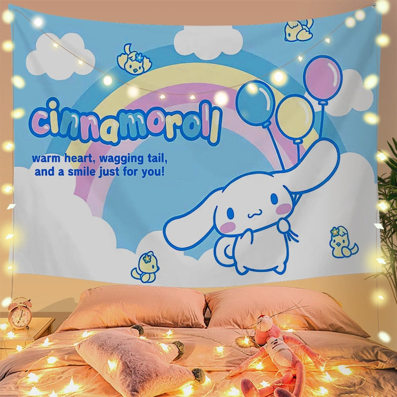 Cinna wall tapestry - cinnamoroll - home decor - kawaii - kuromi - my melody