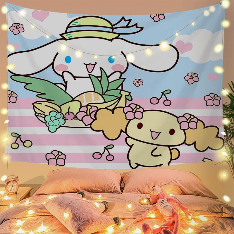 Cinna wall tapestry - cinnamoroll - home decor - kawaii - kuromi - my melody