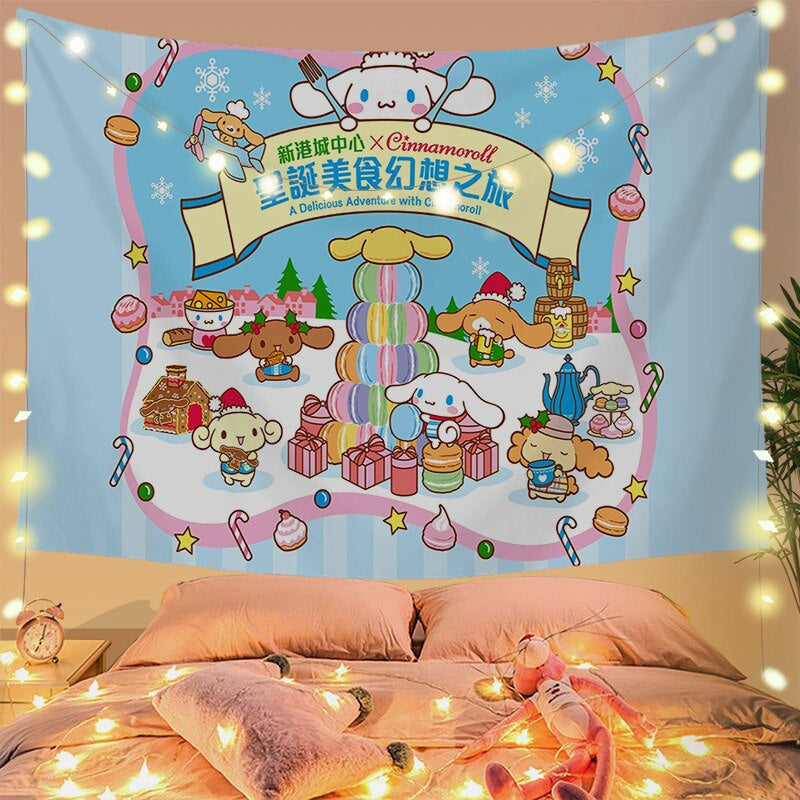 Cinna wall tapestry - cinnamoroll - home decor - kawaii - kuromi - my melody