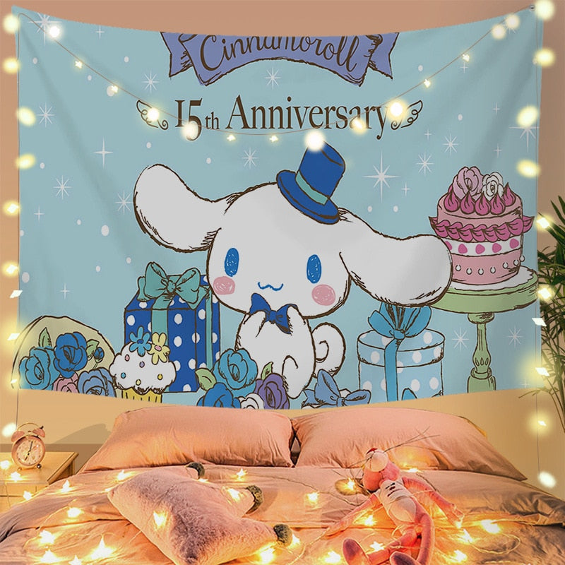 Cinna wall tapestry - cinnamoroll - home decor - kawaii - kuromi - my melody