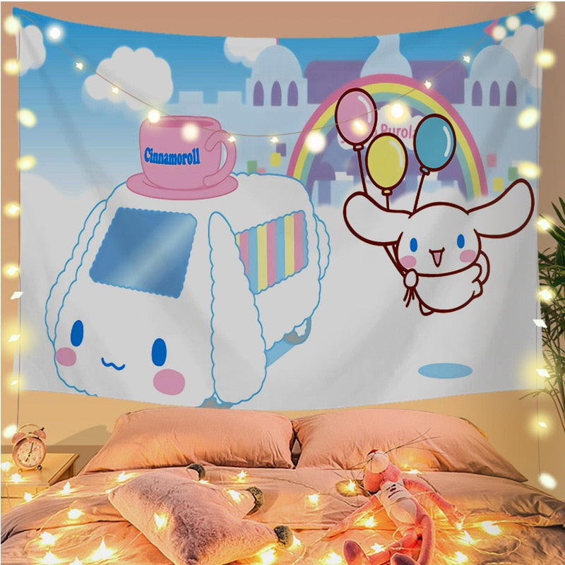 Cinna wall tapestry - cinnamoroll - home decor - kawaii - kuromi - my melody