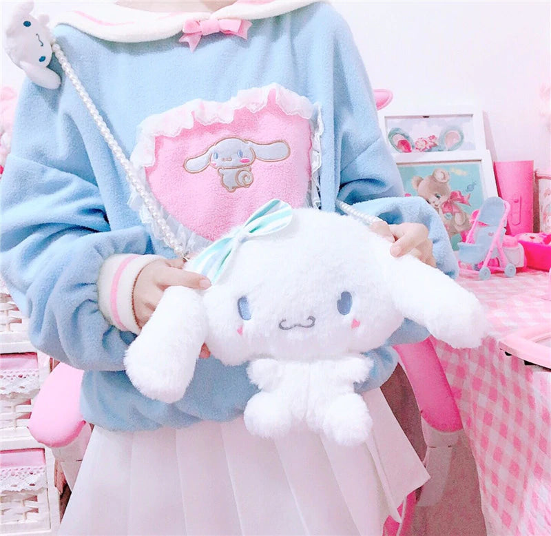 Cinnamoroll plush bag - bags - cinnamoroll - cross body - crossbody - fairy kei