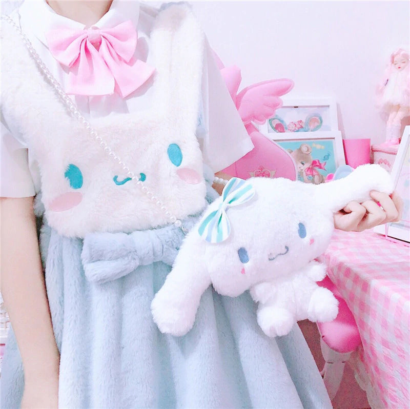 Cinnamoroll plush bag - bags - cinnamoroll - cross body - crossbody - fairy kei