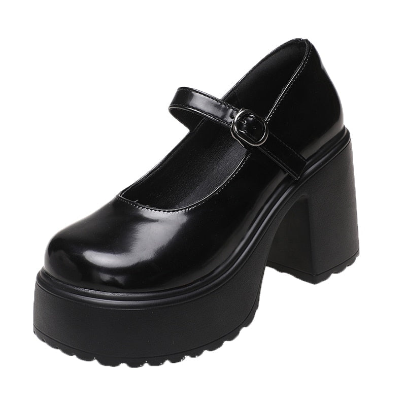専用GRAPE Black Mary Jane Platform shoes Vegan Grape Leather