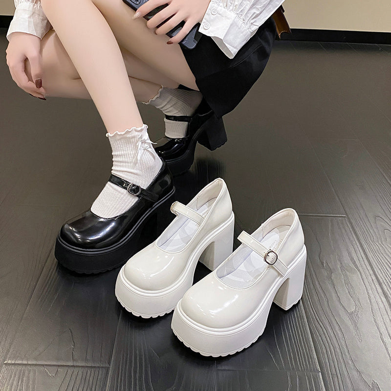Black White Mary Jane Platform Shoes Chunky Heels | Kawaii Babe White / 6 Black White Mary Jane Platform Shoes Chunky Heels | Kawaii Babe White / 6