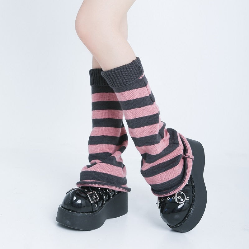 Kawaii classic striped leg warmers socks pastel goth