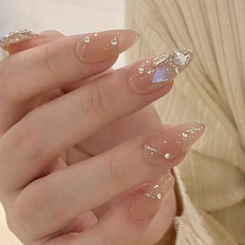 Clear glittery press on nails - beauty - fake nails - kawaii - press