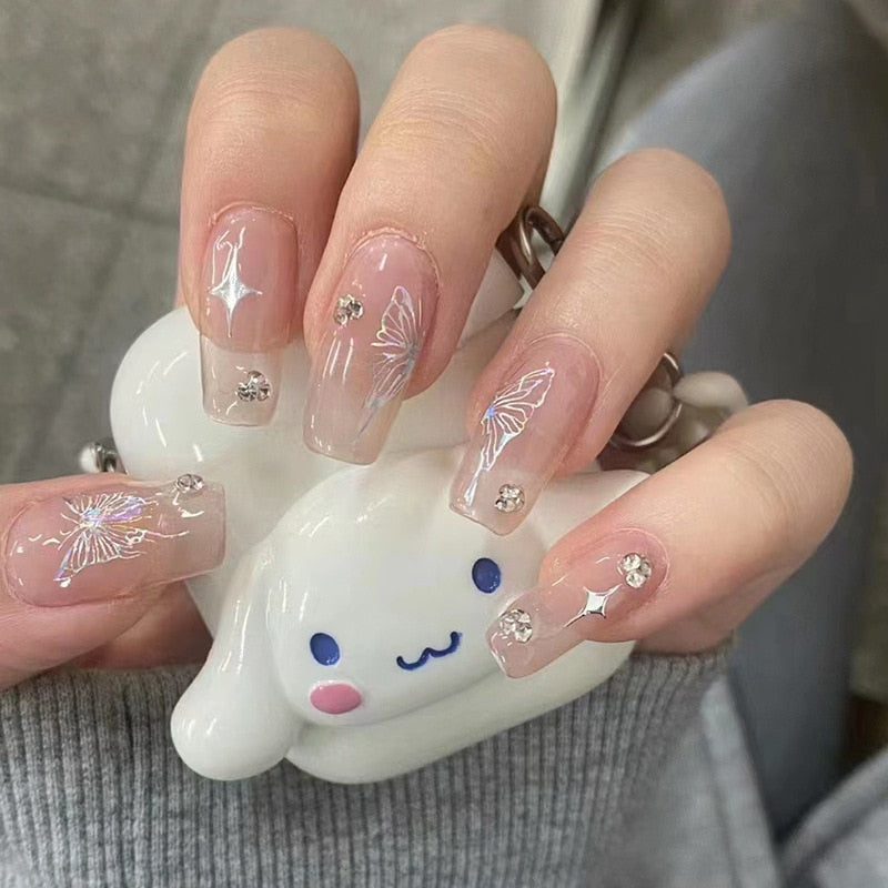 Clear glittery press on nails - beauty - fake nails - kawaii - press