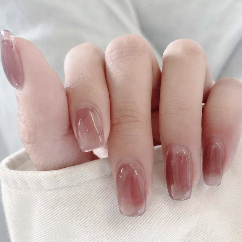 Clear neutral tone press on nails - beauty - fake nails - kawaii - ombre