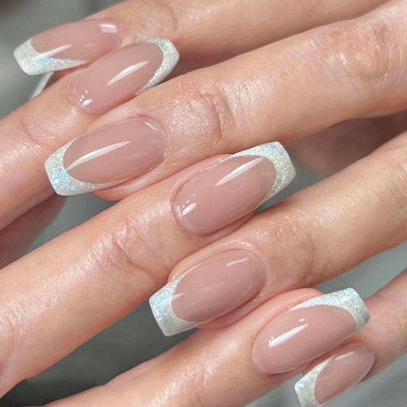 Clear neutral tone press on nails - beauty - fake nails - kawaii - ombre