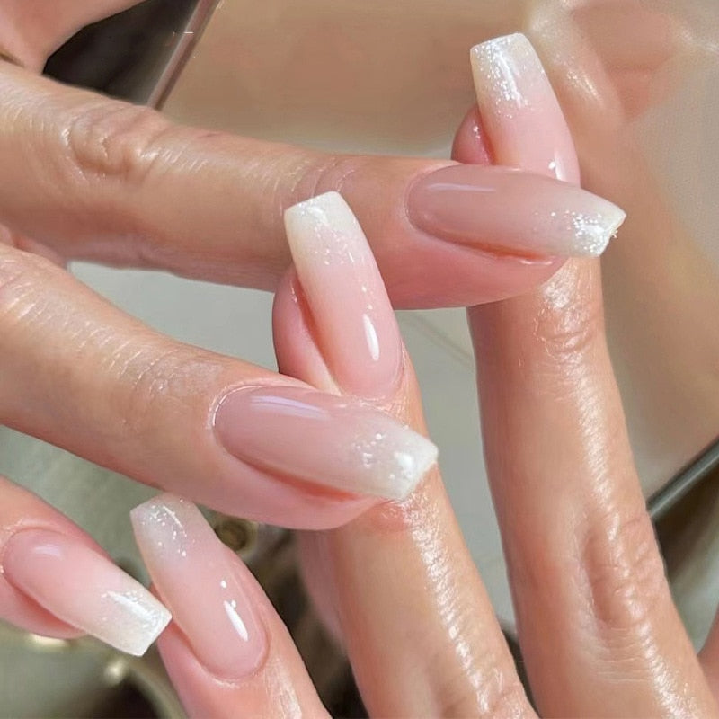 Clear neutral tone press on nails - beauty - fake nails - kawaii - ombre