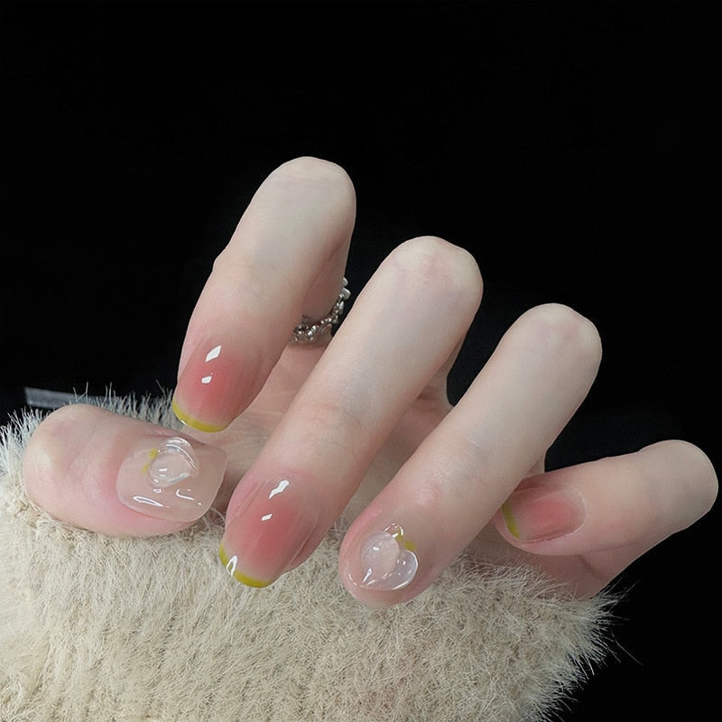 Clear neutral tone press on nails - beauty - fake nails - kawaii - ombre