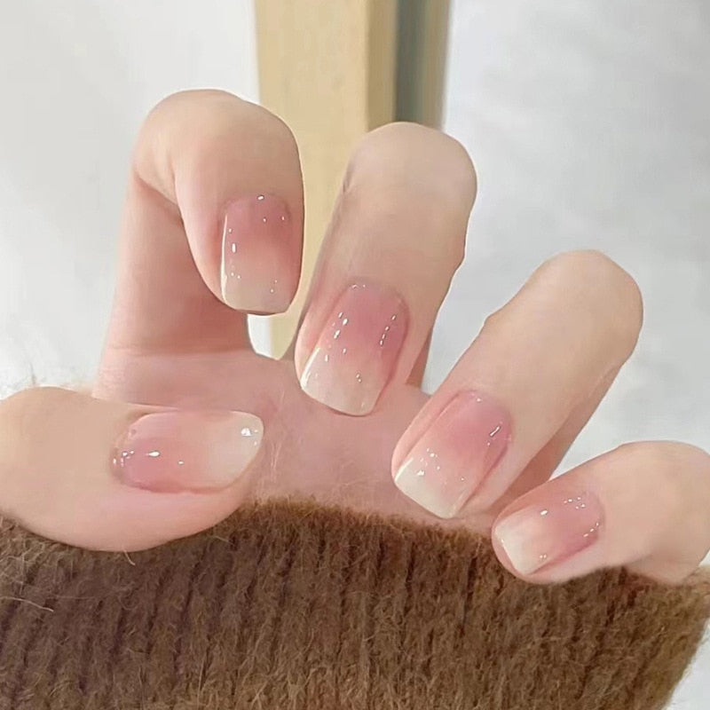 Clear neutral tone press on nails - beauty - fake nails - kawaii - ombre