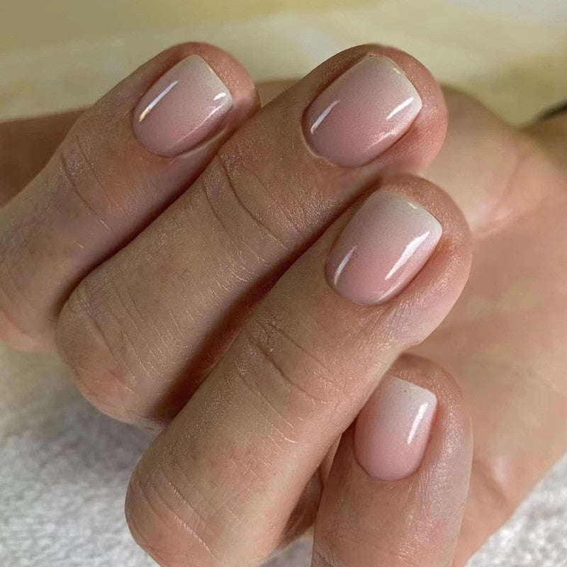 Clear neutral tone press on nails - beauty - fake nails - kawaii - ombre