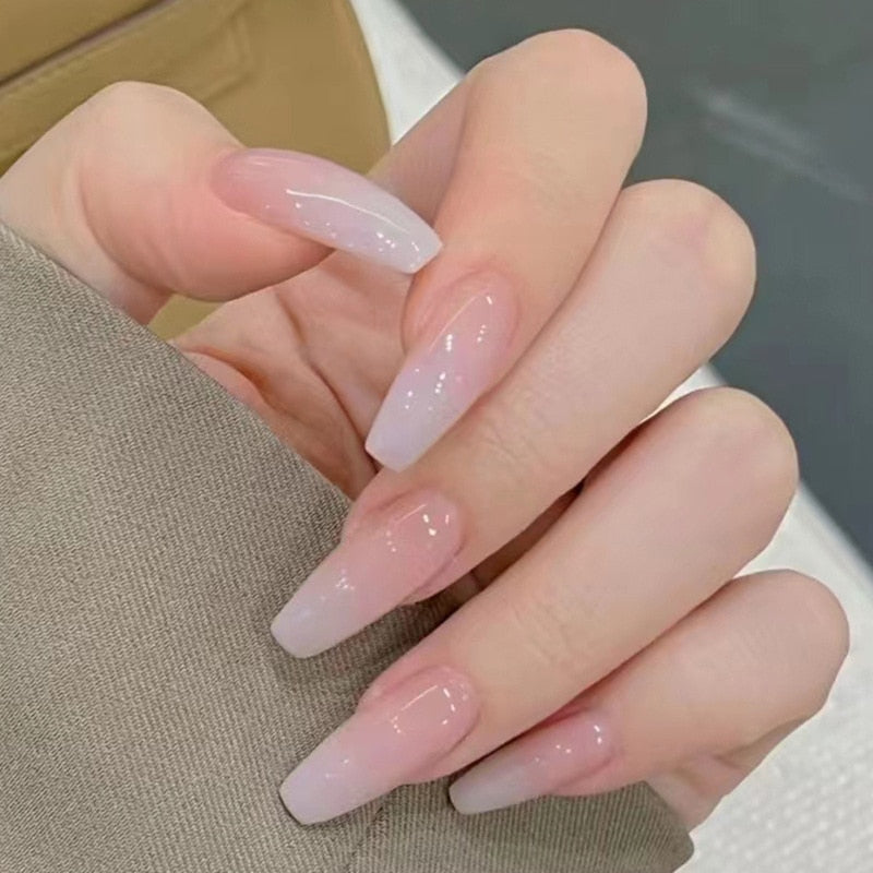 Clear neutral tone press on nails - beauty - fake nails - kawaii - ombre