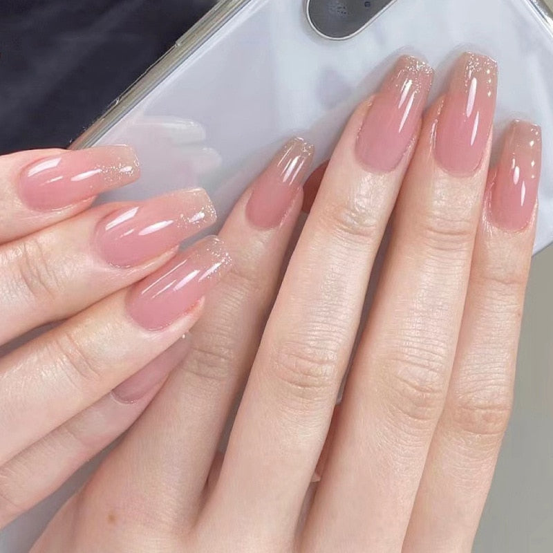 Clear neutral tone press on nails - beauty - fake nails - kawaii - ombre