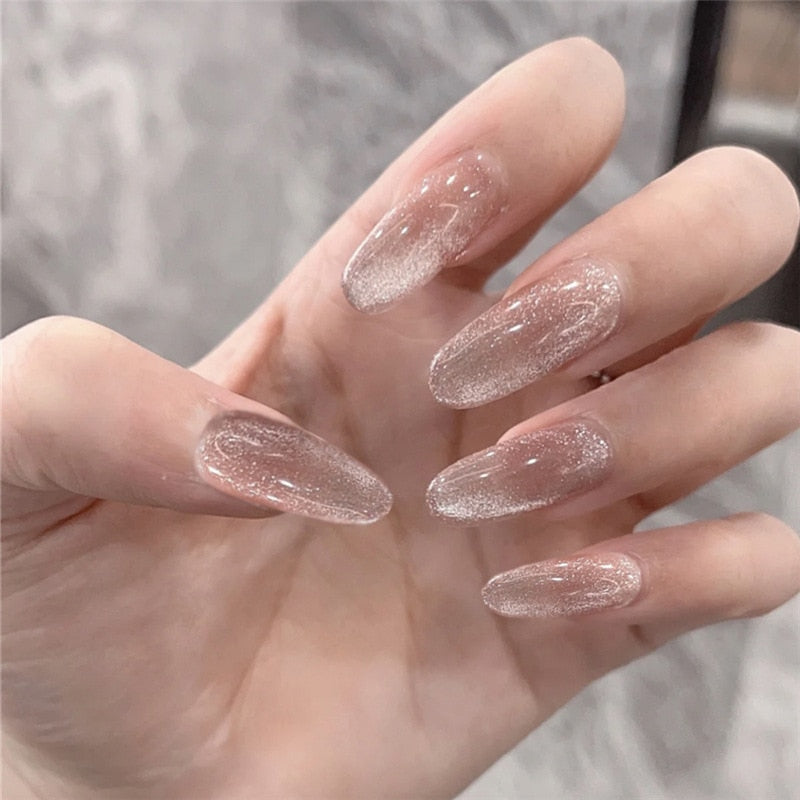 Clear neutral tone press on nails - beauty - fake nails - kawaii - ombre