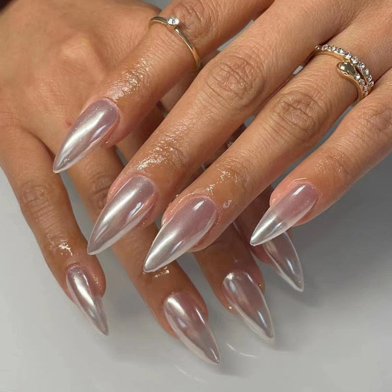 Clear neutral tone press on nails - beauty - fake nails - kawaii - ombre