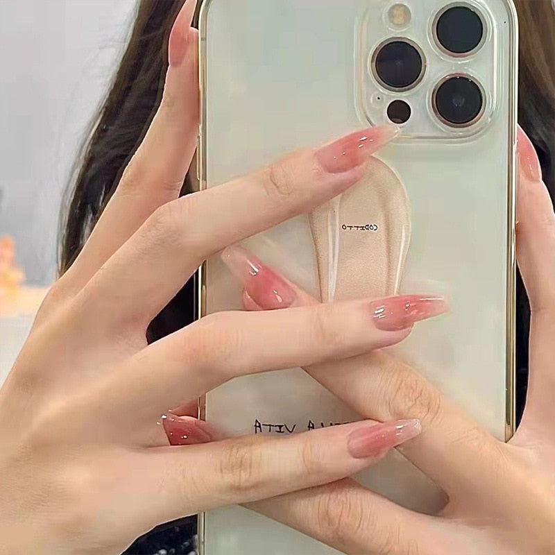 Clear neutral tone press on nails - beauty - fake nails - kawaii - ombre