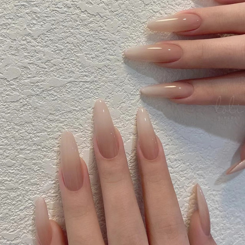 Clear neutral tone press on nails - beauty - fake nails - kawaii - ombre