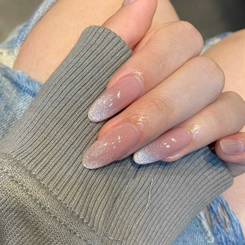 Clear neutral tone press on nails - beauty - fake nails - kawaii - ombre