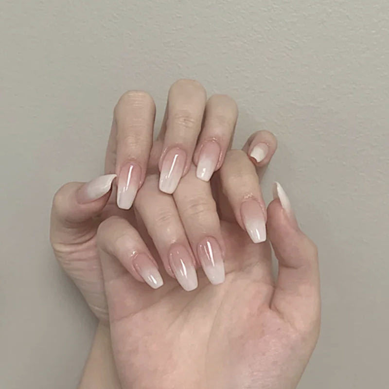 Clear neutral tone press on nails - beauty - fake nails - kawaii - ombre