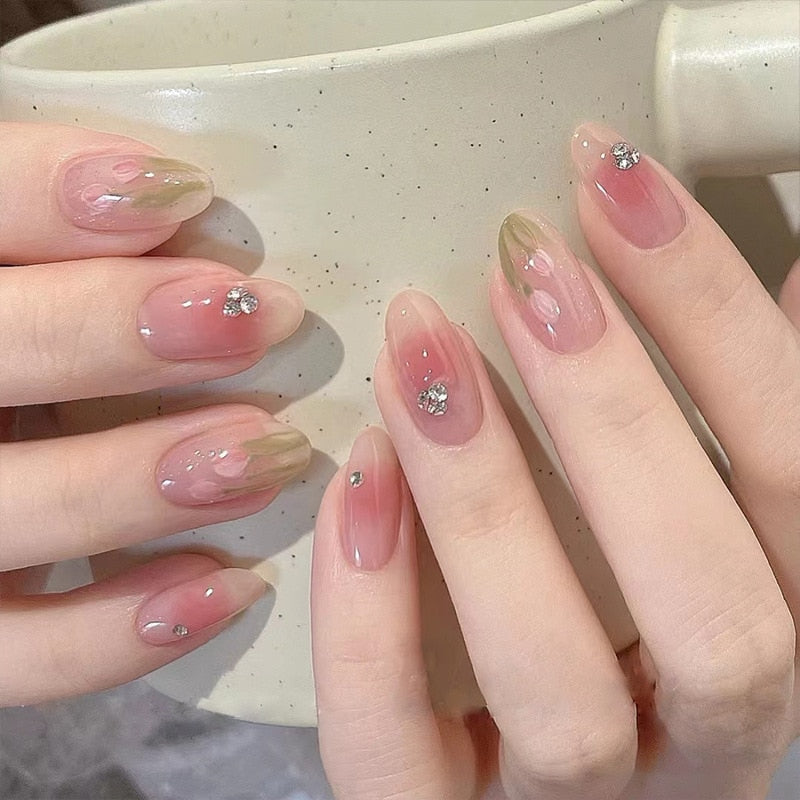 Clear neutral tone press on nails - beauty - fake nails - kawaii - ombre