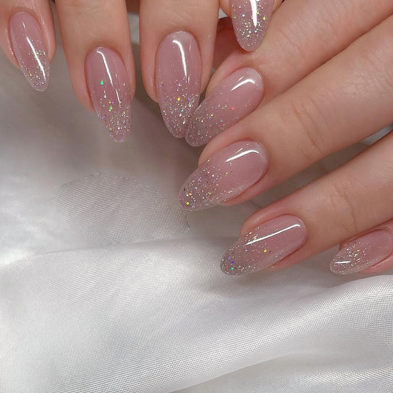 Clear neutral tone press on nails - beauty - fake nails - kawaii - ombre