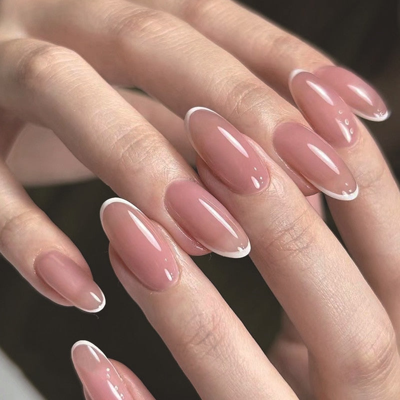 Clear neutral tone press on nails - beauty - fake nails - kawaii - ombre