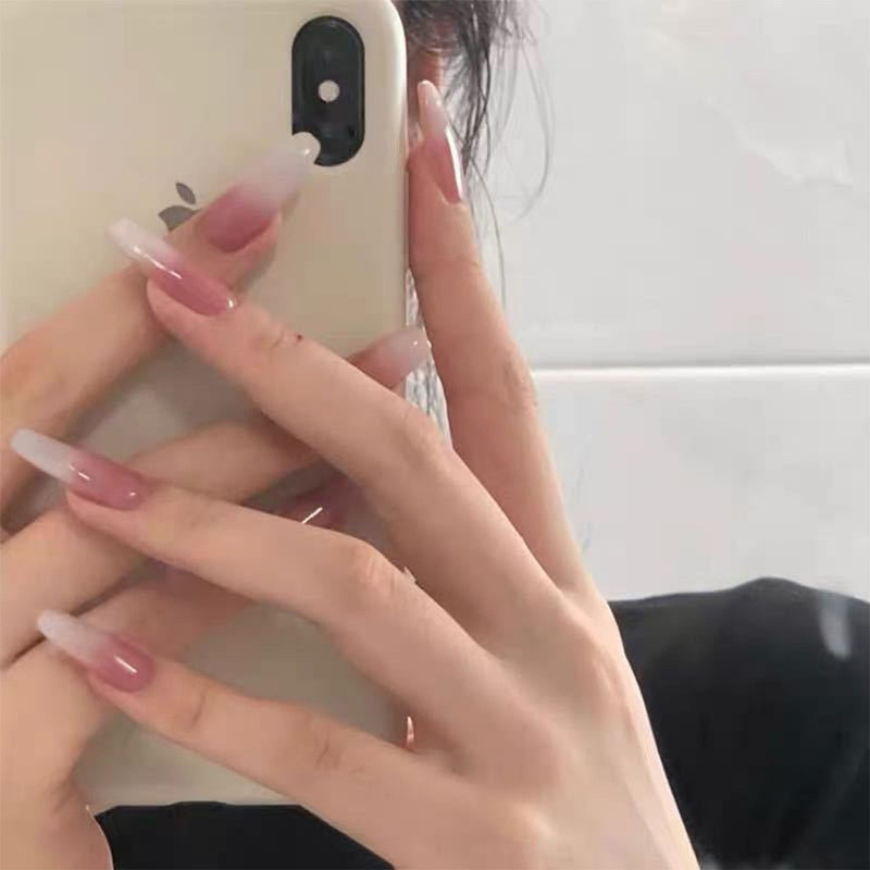 Clear neutral tone press on nails - beauty - fake nails - kawaii - ombre