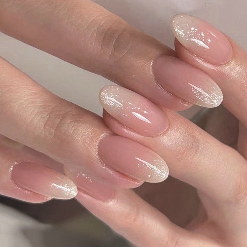 Clear neutral tone press on nails - beauty - fake nails - kawaii - ombre