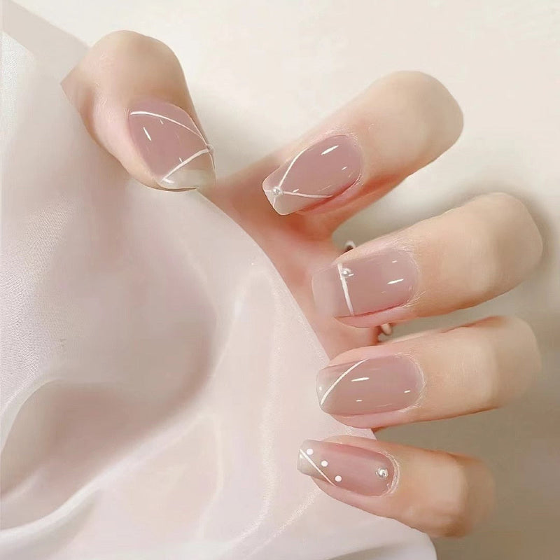 Clear neutral tone press on nails - beauty - fake nails - kawaii - ombre