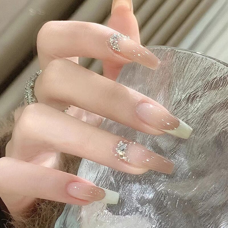 Clear neutral tone press on nails - beauty - fake nails - kawaii - ombre