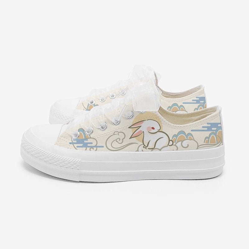 Cloudy bunny low top sneakers - bunny - canvas - cloud - kawaii - shoe