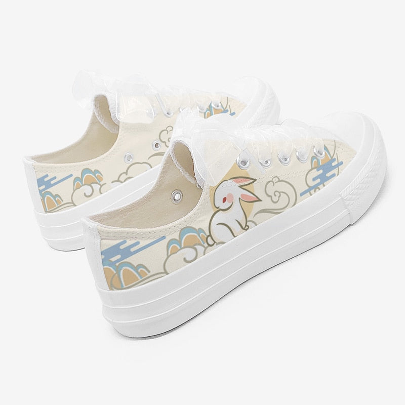 Cloudy bunny low top sneakers - bunny - canvas - cloud - kawaii - shoe