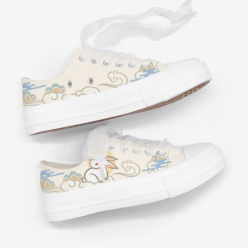 Cloudy bunny low top sneakers - bunny - canvas - cloud - kawaii - shoe