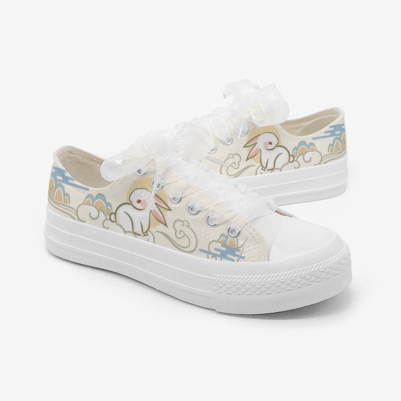 Cloudy bunny low top sneakers - bunny - canvas - cloud - kawaii - shoe