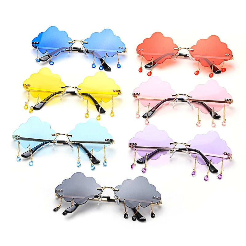 Cloudy skies sunglasses - glasses - jeweled - kawaii - sunglasses