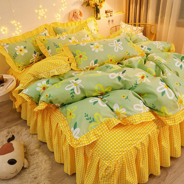 Aesthetic Twin Blanket Sets Kawaii Ruffle Bedding Set Kawaii
