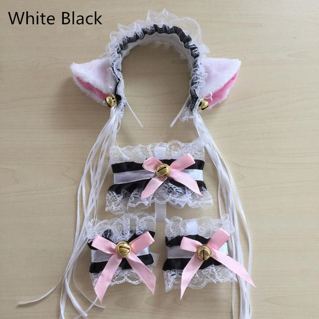 Complete neko cosplay set - bell color - cat collar - ears - lolita - cosplay