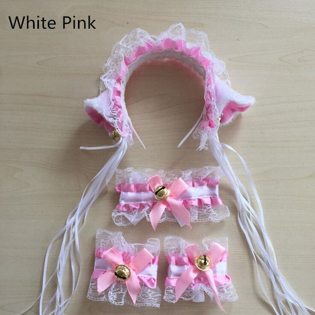 Complete neko cosplay set - bell color - cat collar - ears - lolita - cosplay