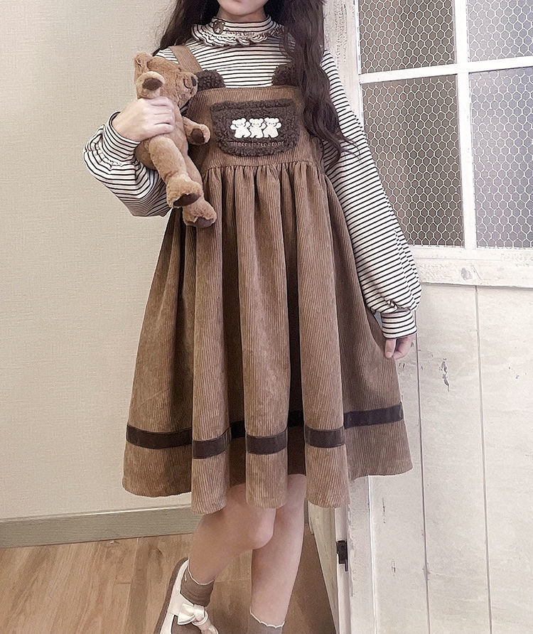 Corduroy Teddy Overall Dress – Kawaii Babe
