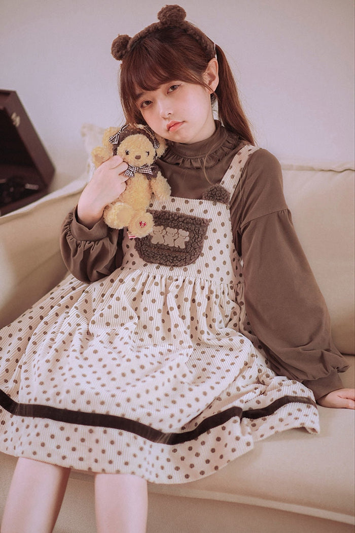 Corduroy Teddy Overall Dress Brown / S Corduroy Teddy Overall Dress Brown / S