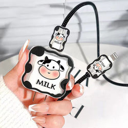 Cow cable protector for iphone - cable cover - cords - cow - kawaii - milk