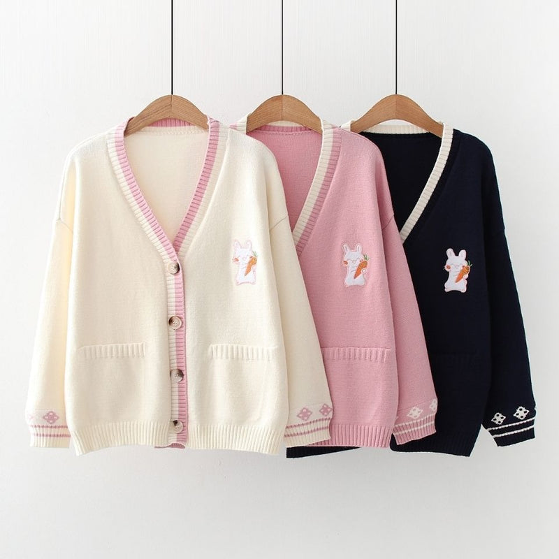 Cozy carrot bunny cardigan - cardigan - kawaii - pastel - sweater