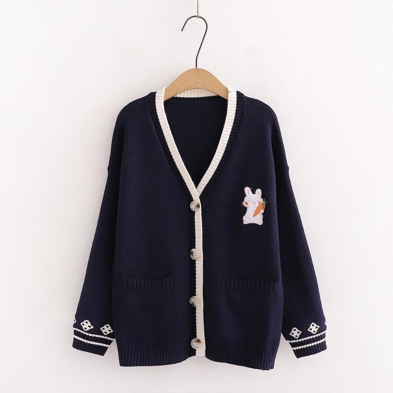 Cozy carrot bunny cardigan - cardigan - kawaii - pastel - sweater