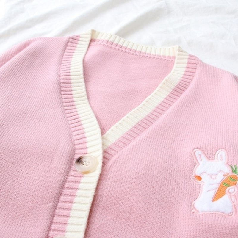 Cozy carrot bunny cardigan - cardigan - kawaii - pastel - sweater